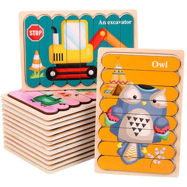 EcoToys Montessori Rompecabezas de Animales | Educativo y Estimulante - Rompecabezas 3D Doble Cara